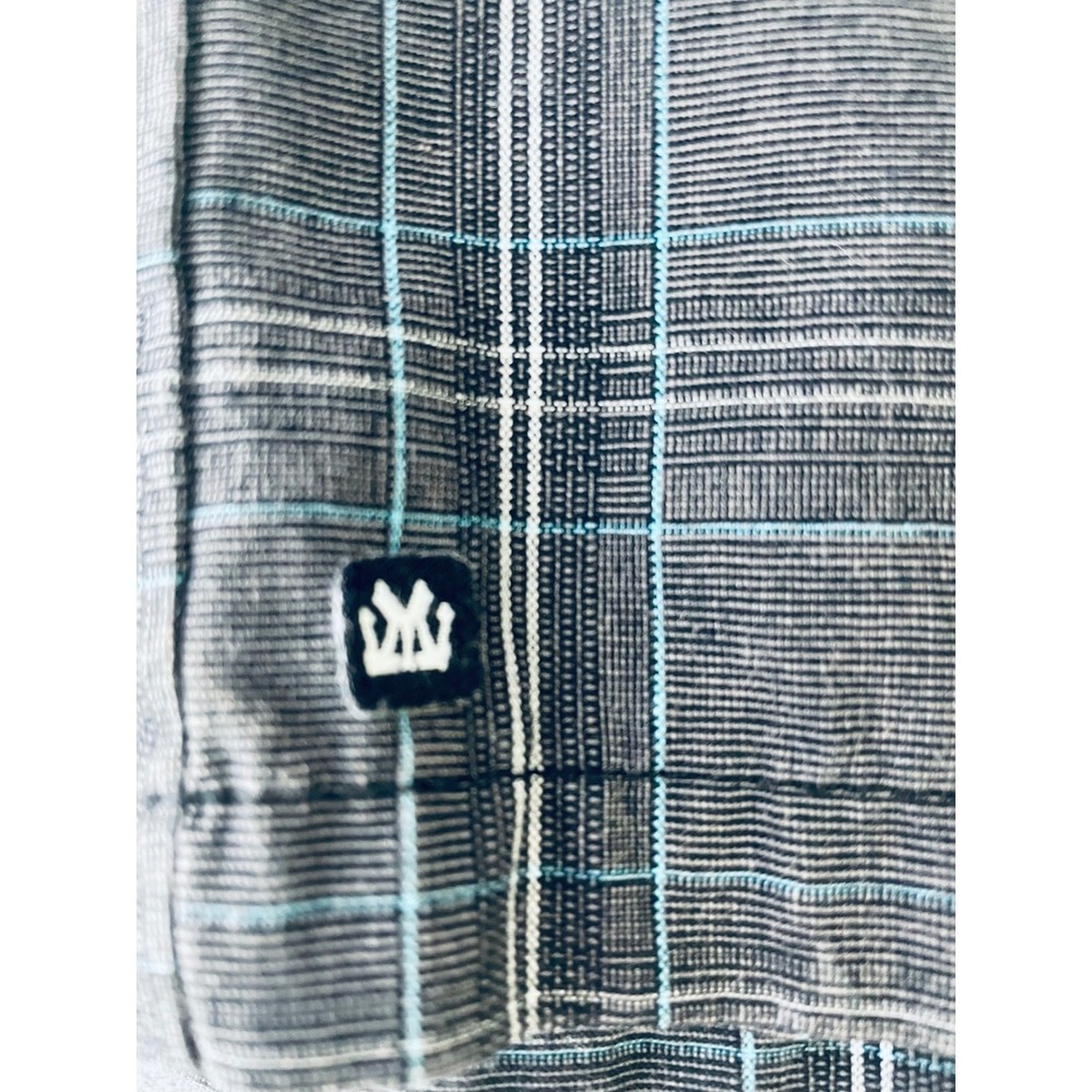 Micros Mens Plaid Cargo Shorts Gray Teal Size 38 Flat Front Skater‎ Utility Y2K - Picture 10 of 10